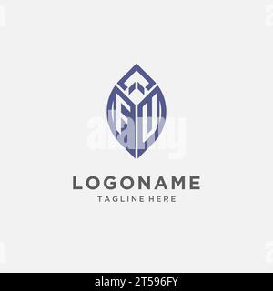FU-Logo mit Blattform, klares und modernes Monogramm-Anfangslogo-Vektorgrafik Stock Vektor