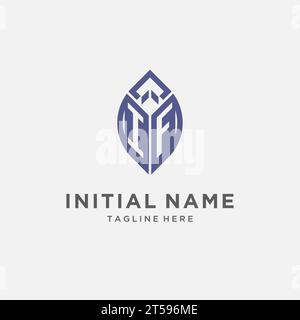 WENN Logo mit Blattform, sauberes und modernes Monogramm Initial Logo Design Vektorgrafik Stock Vektor