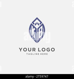 KB-Logo mit Blattform, klares und modernes Monogramm-Anfangslogo-Vektorgrafik Stock Vektor