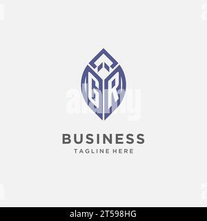 GR-Logo mit Blattform, sauberes und modernes Monogramm-Initial-Logo-Design-Vektorgrafik Stock Vektor