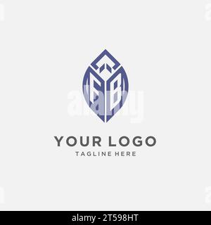 FB-Logo mit Blattform, sauberes und modernes Monogramm-Initial-Logo-Design-Vektorgrafik Stock Vektor