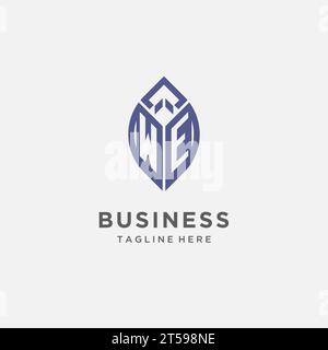WIR Logo mit Blattform, sauberem und modernem Monogramm Initial Logo Design Vektorgrafik Stock Vektor