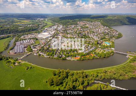 Luftaufnahme, Blick auf Wetter, Obergraben, Harkortsee, Wetter, Ruhrgebiet, Nordrhein-Westfalen, Deutschland, DE, Europa, Luftaufnahmen, Luftaufnahmen, Stockfoto