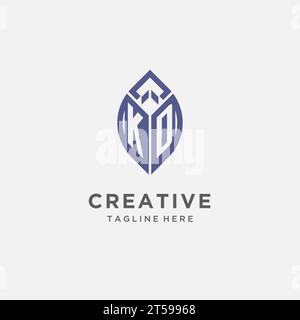 KD-Logo mit Blattform, klares und modernes Monogramm-Anfangslogo-Vektorgrafik Stock Vektor