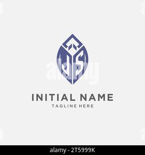 JS-Logo mit Blattform, sauberes und modernes Monogramm-Initial-Logo-Vektorgrafik Stock Vektor