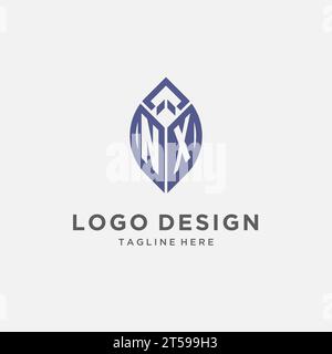 NX-Logo mit Blattform, klares und modernes Monogramm-Initial-Logo-Design-Vektorgrafik Stock Vektor