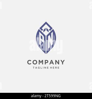 PN-Logo mit Blattform, sauberes und modernes Monogramm-Initial-Logo-Design-Vektorgrafik Stock Vektor
