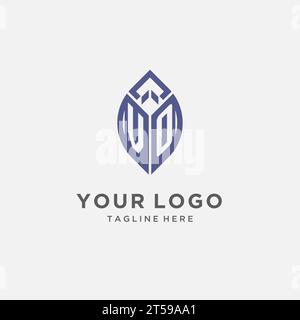 VO-Logo mit Blattform, sauberem und modernem Monogramm Initial-Logo-Design-Vektorgrafik Stock Vektor