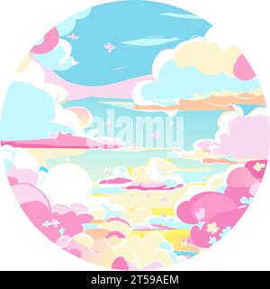 Grafik illustriert Wolken Himmel Märchen Fantasy Himmel bunt verzaubert Atmosphäre Vektor Stock Vektor