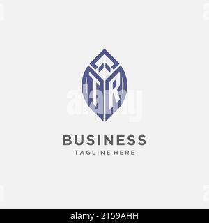 TR-Logo mit Blattform, klares und modernes Monogramm-Anfangslogo-Vektorgrafik Stock Vektor