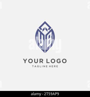 VB-Logo mit Blattform, klares und modernes Monogramm-Initial-Logo-Design-Vektorgrafik Stock Vektor
