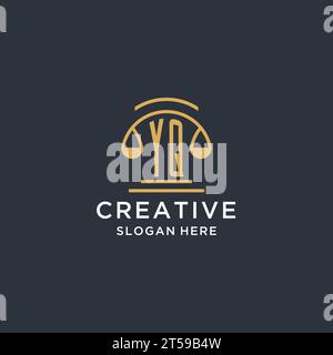 YQ Initial mit Skala of Justice Logo Design Vorlage, Luxusrecht und Anwalt Logo Design Ideen, Vektorgrafik Stock Vektor
