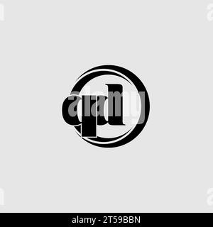 Buchstaben QD einfache kreisförmige Logovektorgrafik Stock Vektor