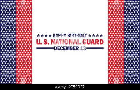 Happy Birthday Us National Guard. Dezember: Urlaubskonzept. Vorlage für Hintergrund, Banner, Karte, Poster mit Textbeschriftung. Vektor Stock Vektor