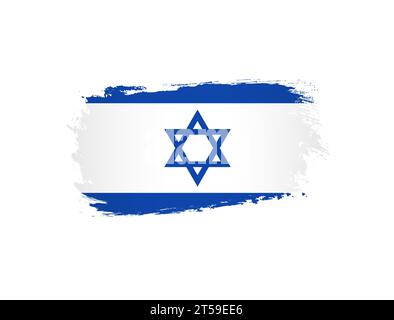 Die Flagge Israels ist ein kreatives Symbol. Modernes Design. Wir stehen mit Israel-Banner-Element. Statusflagge mit Beschneidungsmaske für Pinselstriche. Isoliertes Vektorzeichen Stock Vektor