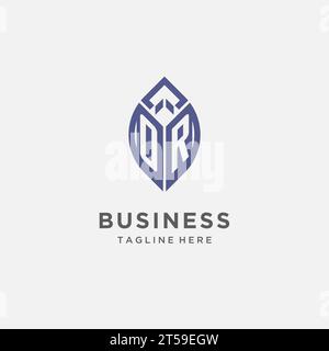 ODER Logo mit Blattform, sauberem und modernem Monogramm Initial Logo Design Vektorgrafik Stock Vektor