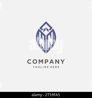 WN-Logo mit Blattform, klares und modernes Monogramm-Anfangslogo-Vektorgrafik Stock Vektor