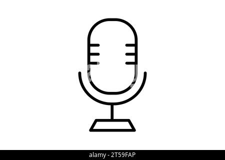 Mikrofonsymbol. Symbol für Gerät, Computertechnologie. Liniensymbolstil. Einfache Vektorkonstruktion bearbeitbar Stock Vektor