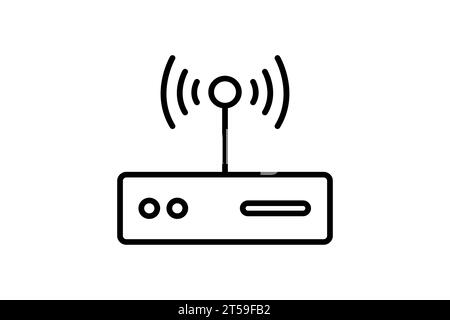 Symbol für Access Point-Router. Symbol für Gerät, Computertechnologie, Netzwerk. Liniensymbolstil. Einfache Vektorkonstruktion bearbeitbar Stock Vektor