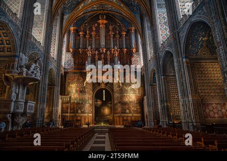 Innenraum der Kathedrale von Sainte Cécile in Albi, Frankreich Stockfoto