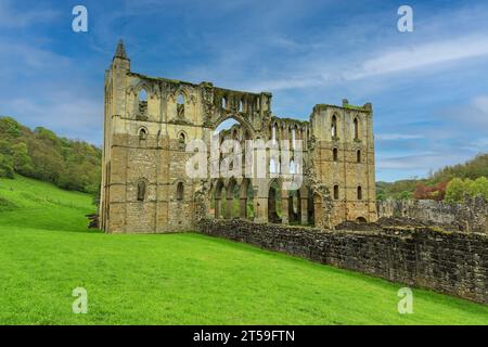 Ruinen der Rievaulx Abbey, Rievaulx, nahe Helmsley, im North York Moors National Park, North Yorkshire, England, Großbritannien Stockfoto