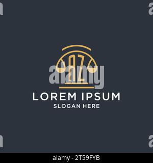 AZ Initial mit Skala der Gerechtigkeit Logo Design Vorlage, Luxus Recht und Anwaltslogo Design Ideen, Vektorgrafik Stock Vektor