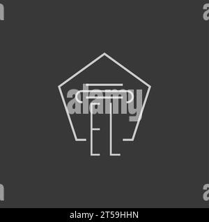 Initial Monogramm EL mit Monoline-Säulen-Logo Stock Vektor