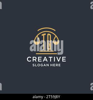 TQ Initial mit Skala of Justice Logo Design Vorlage, Luxusrecht und Anwaltslogo Design Ideen, Vektorgrafik Stock Vektor