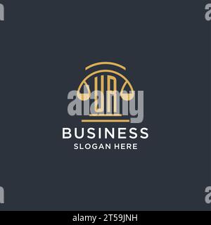 UR Initial mit Skala der Gerechtigkeit Logo Design Vorlage, Luxus Recht und Anwaltslogo Design Ideen, Vektorgrafik Stock Vektor