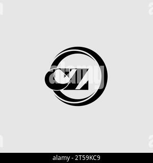 Buchstaben CZ einfache kreisförmige Logovektorgrafik Stock Vektor