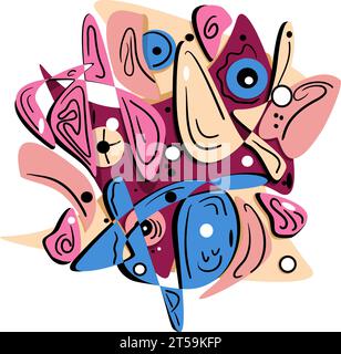 Abstrakte Vektorillustration mit handgezeichneten Elementen, Formen und Kritzeleien. Stock Vektor