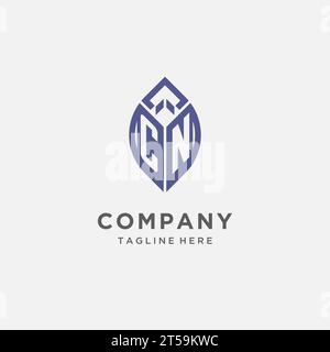 CN-Logo mit Blattform, sauberes und modernes Monogramm Initial Logo Design Vektorgrafik Stock Vektor