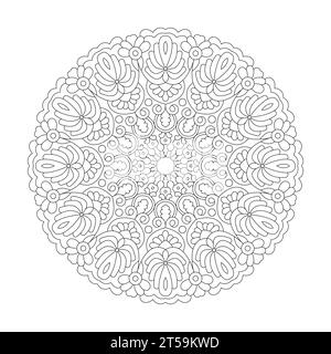 Mandala Mosaic Malbuch Seite für KDP Buch Innenraum, Fähigkeit zum Entspannen, Gehirnerlebnisse, harmonische Haven, friedliche Porträts, Blühende Schönheit Stock Vektor