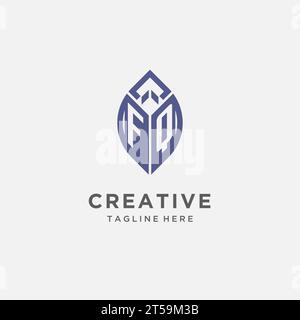 FQ-Logo mit Blattform, klares und modernes Monogramm-Anfangslogo-Vektorgrafik Stock Vektor