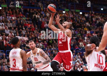 Mailand, Italien. November 2023. Italien, Mailand, 2. november 2023: Shavon Shields (Armani) 2 Punkte im 2. Quartal während des Basketballspiels EA7 Emporio Armani Milan vs AS Monaco, EuroLeague 2023-24 Runde 6 (Credit Image: © Fabrizio Andrea Bertani/Pacific Press via ZUMA Press Wire) NUR REDAKTIONELLE VERWENDUNG! Nicht für kommerzielle ZWECKE! Stockfoto