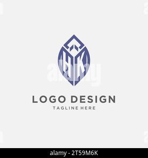 HK Logo mit Blattform, sauberes und modernes Monogramm Initial Logo Design Vektorgrafik Stock Vektor