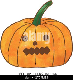 Farbenfrohe Herbstfeier: Halloween Kürbis im Aquarellstil für alle Heiligtümer, der den verspielten Geist von Trick oder Treatment einfängt Stock Vektor