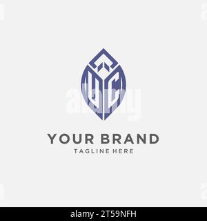 UC-Logo mit Blattform, klares und modernes Monogramm-Anfangslogo-Vektorgrafik Stock Vektor