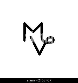 MV-Logo, MV-Monogramm, ursprüngliches MV-Logo, MV-Letter-Logo, Symbol, Vektor Stock Vektor