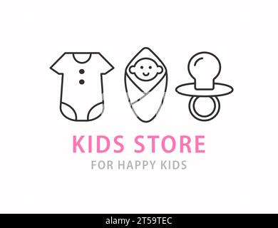 Logo Für Baby Shop Line Art. Store Für Neugeborene Stock Vektor