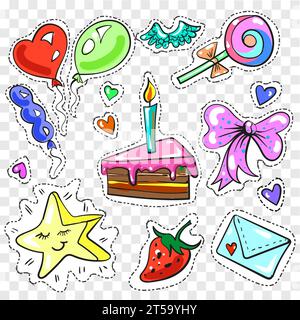 Vector Vintage Fashion Patches und Sticker für Mädchen Stock Vektor