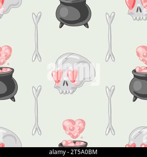 Gruselige Valentinstag nahtlose Muster, Spooky Valentine, Pastel Goth digitale Aufkleber, Alternative Valentinstag Vektor EPS10 Stock Vektor