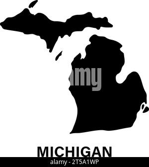 Silhouettensymbol für die Bundeslandkarte von Michigan Stock Vektor