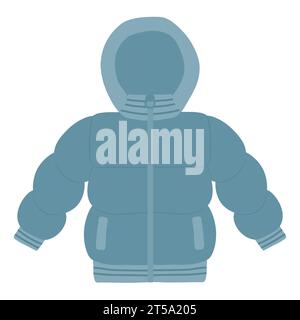 Warme Winterjacke mit Kapuze, Winterkleidung und Accessoires, Vektorillustration Stock Vektor