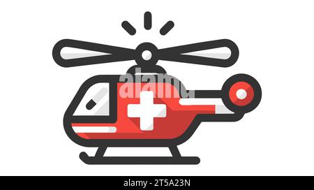 Krankenwagen Hubschrauber schwarzes Symbol, Konzept Illustration, Vektor-Flachsymbol, Glyphenzeichen Stock Vektor