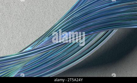 Elegantes und modernes 3D-Rendering abstrakter Hintergrund des zarten Glases elegantes und modernes 3D-Rendering mit transparenten welligen zeitgenössischen Bezier-Kurven Stockfoto