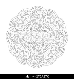 Rotation Radiant Reverie Malbuch Mandala Seite für KDP Buch Innenraum, Fähigkeit zum Entspannen, Gehirn Erfahrungen, Harmonic Haven, friedliche Porträts, Stock Vektor