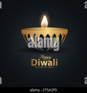 Happy Diwali. Indische Lichterfeste mit Diya. Vektorgrafik Stock Vektor