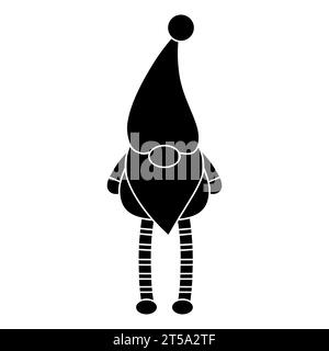 Vektor-flacher schwarzer skandinavischer Zwerg isoliert auf weißem Hintergrund Stock Vektor