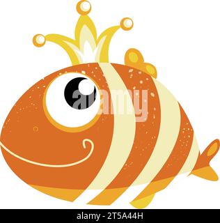 Goldfisch mit einer Krone auf dem Kopf. Isolieren. Vektor Stock Vektor